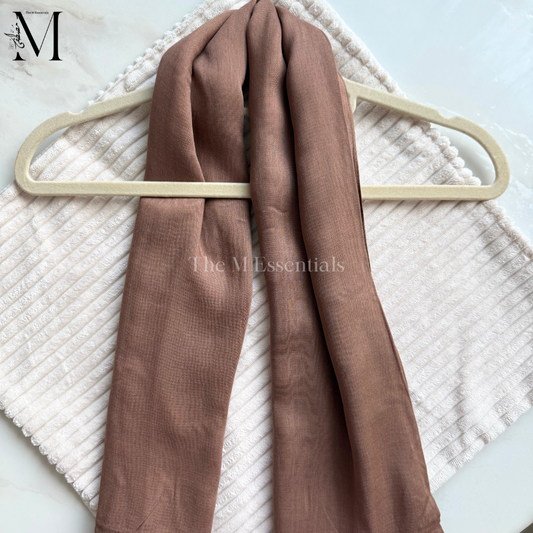 Modal hijab - brown - 41x79 cm - folded texture closeup - The M Essentials