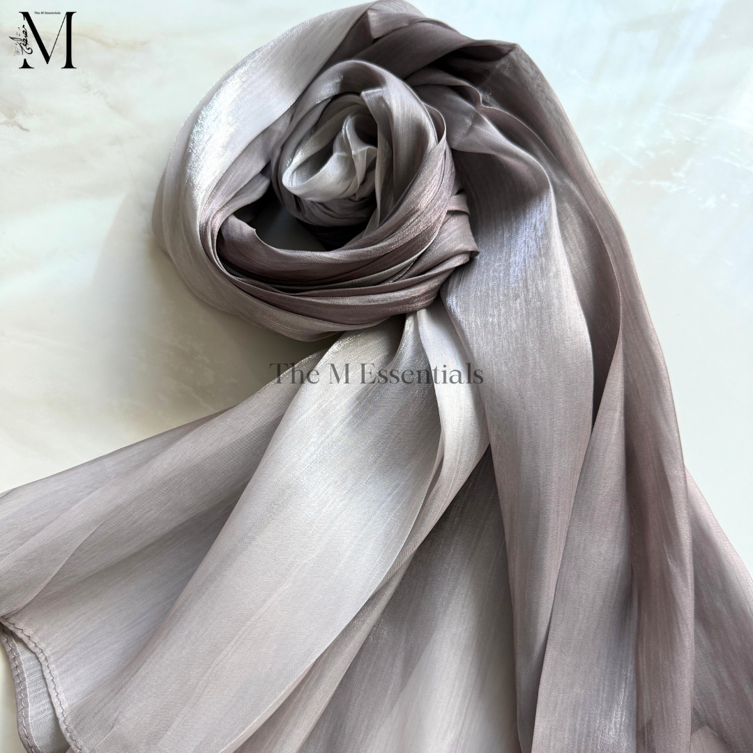 Charcoal Gray Silk Ombre Hijab | The M Essentials