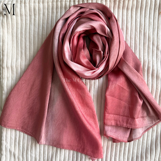 Pink Ombre Crinkle Silk Hijab | The M Essentials