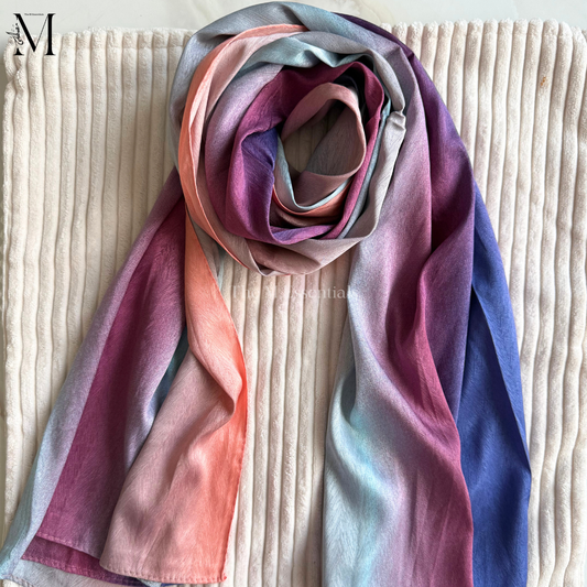 Peach Ombre Crinkle Silk Hijab | The M Essentials