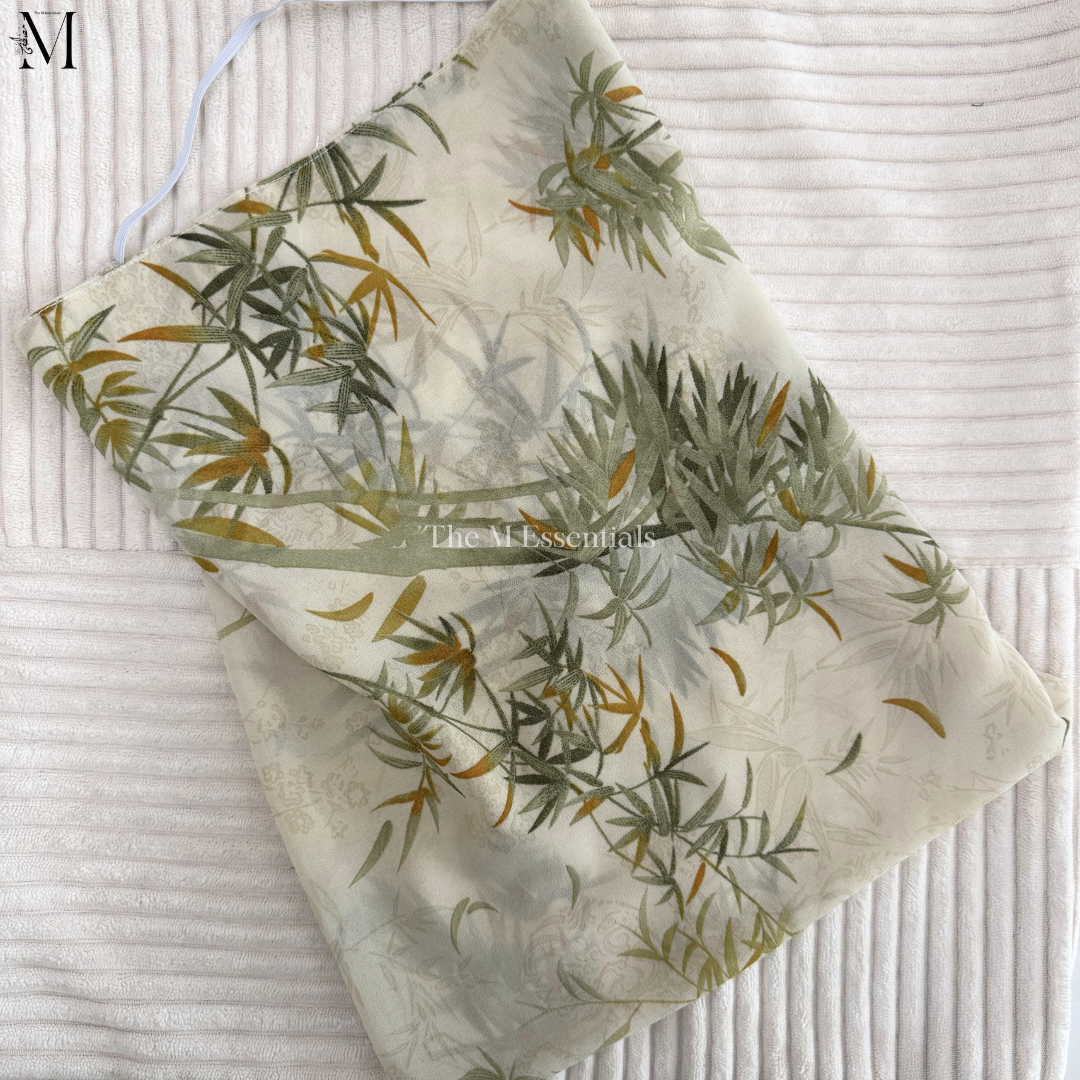 Beige Floral Chiffon Niqab UAE