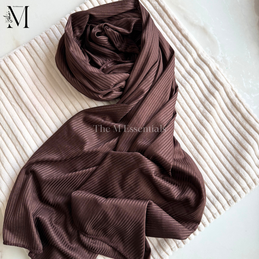 Chocolate Brown Ribbed Jersey Hijabs Online UAE | Stretch & Comfort | The M Essentials
