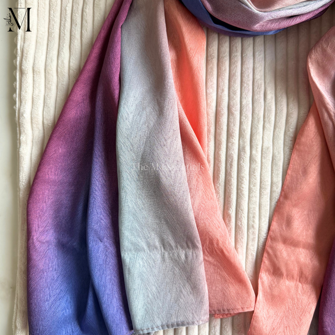 Peach Ombre Crinkle Silk Hijab | The M Essentials