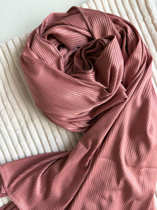 Tea Pink Ribbed Jersey Hijabs Online UAE | Stretch & Comfort | The M Essentials