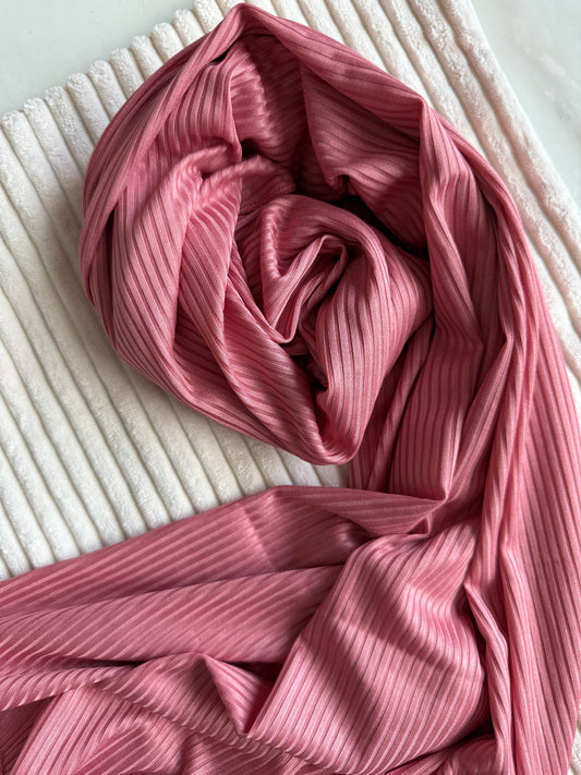 Rose Pink Ribbed Jersey Hijabs Online UAE | Stretch & Comfort | The M Essentials