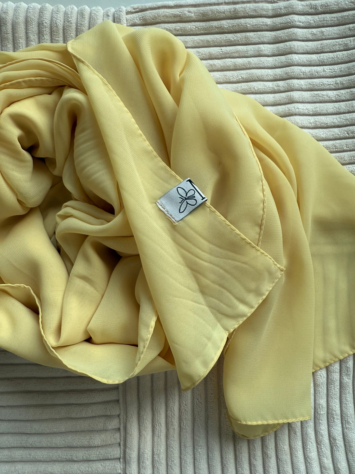 Butter Yellow Powder Chiffon Hijab – Soft & Subtle Glow | Made in Indonesia