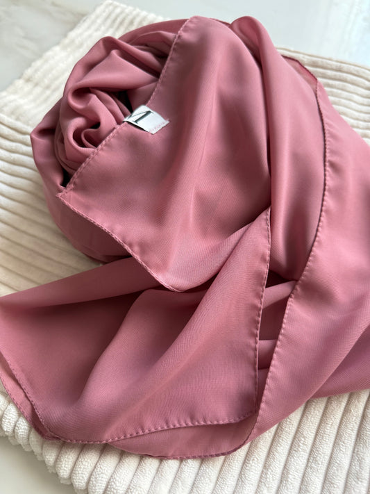 Dusty Pink Premium Powder Chiffon Hijab – Modern & Graceful | Made in Indonesia