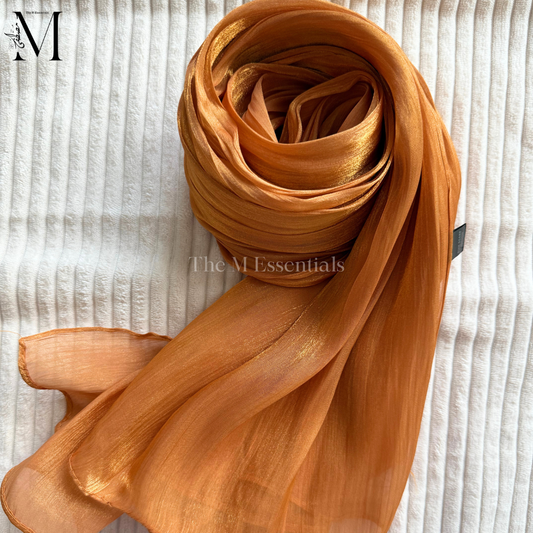 Orange Silk Hijabs Online UAE | Elegant & Luxurious | The M Essentials