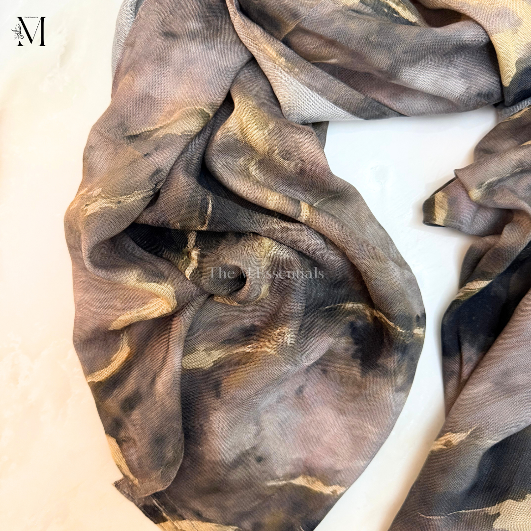 Printed Modal Hijab - Gray Rocks | The M Essentials