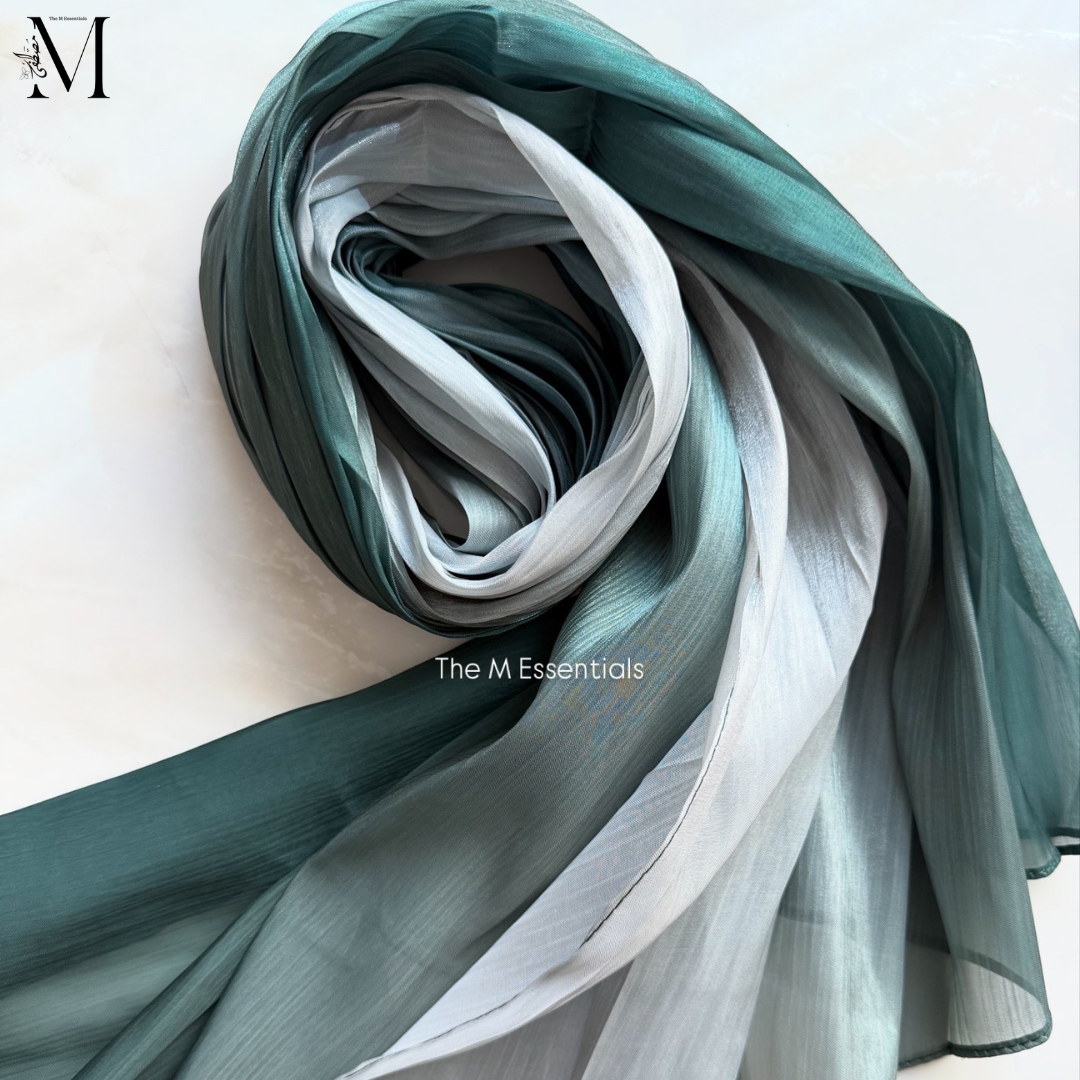 Green Silk Ombre Hijab | The M Essentials