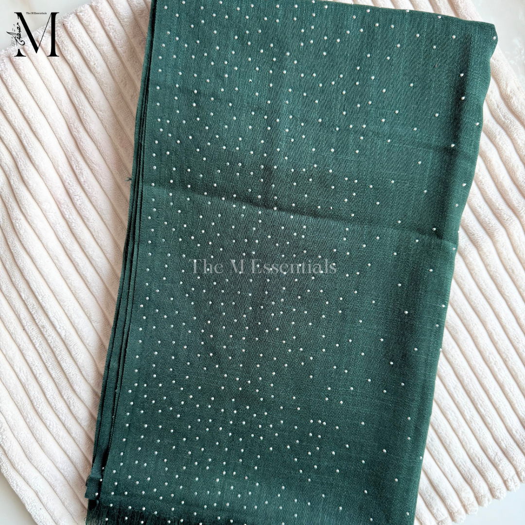 Dark Green Stonework Hijab | The M Essentials