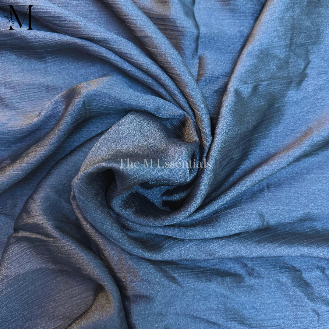 Navy Blue Raw Silk Hijab | The M Essentials
