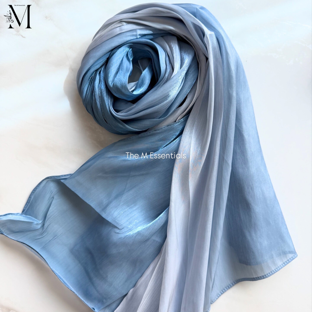 Light Blue Silk Ombre Hijab | The M Essentials