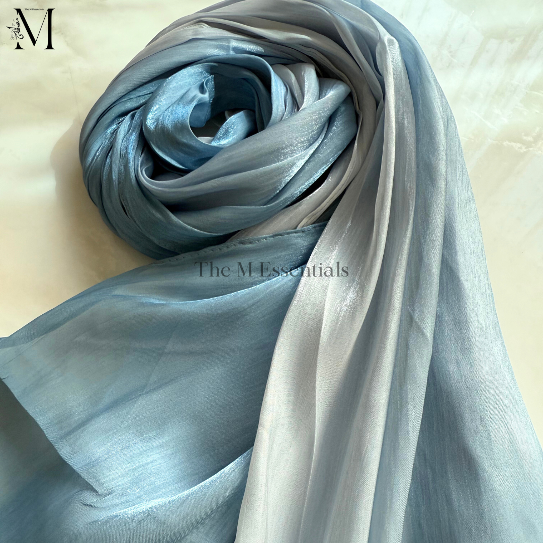 Light Blue Silk Ombre Hijab | The M Essentials