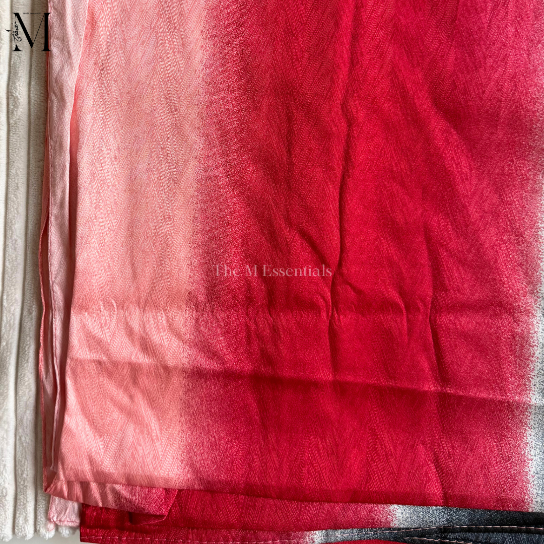 Red Ombre Crinkle Silk Hijab | The M Essentials