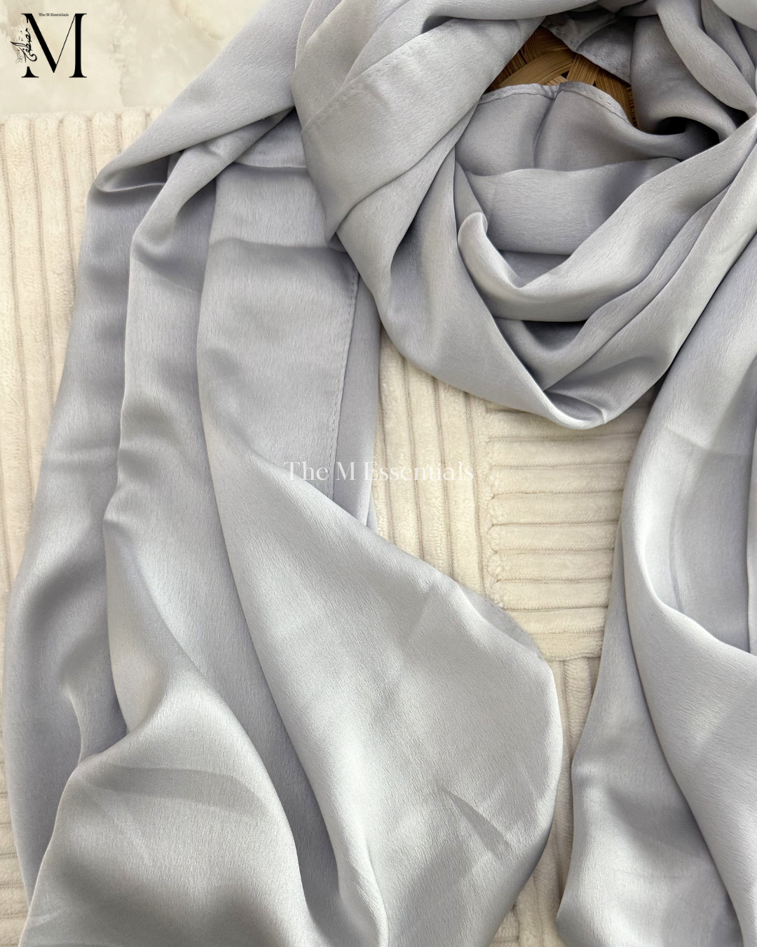 Satin Silk Hijab - Light Grey