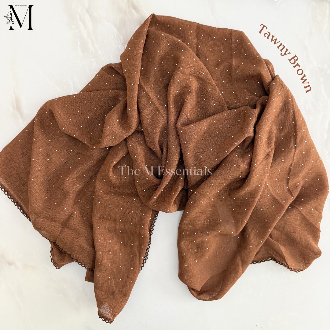 Stonework Cotton Hijab | Tawny Brown