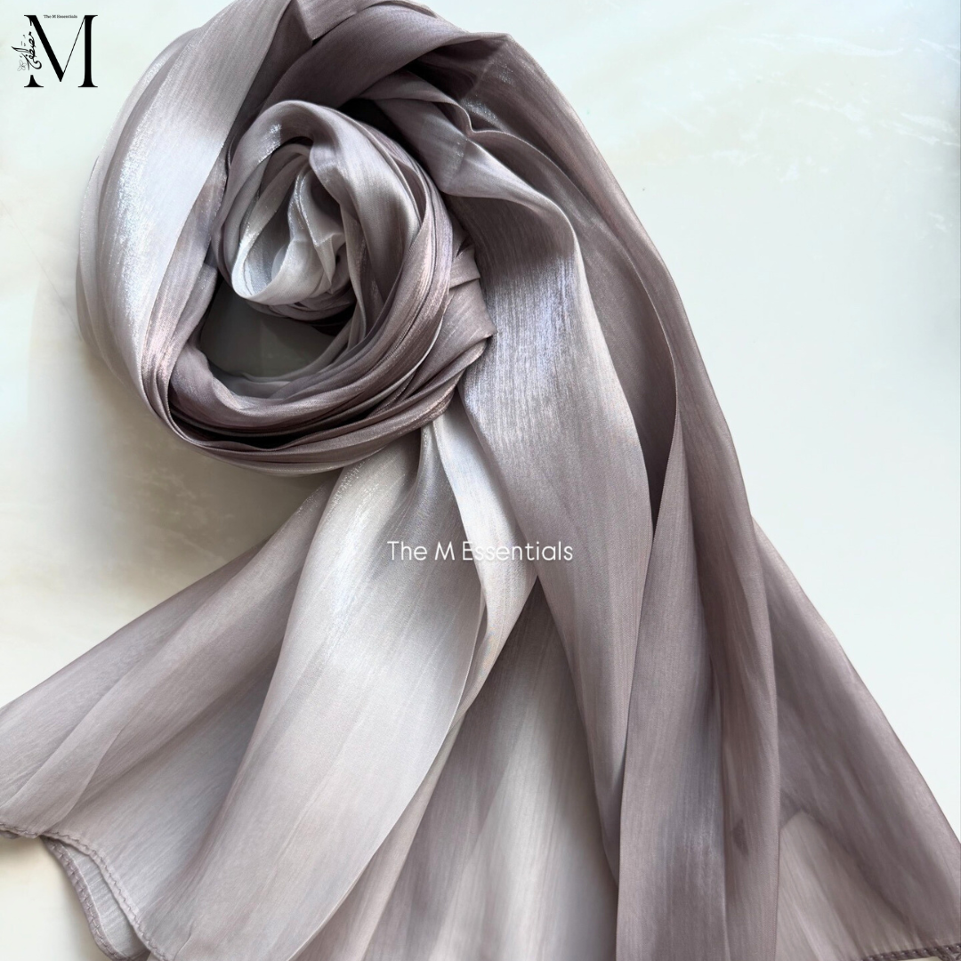Charcoal Gray Silk Ombre Hijab | The M Essentials