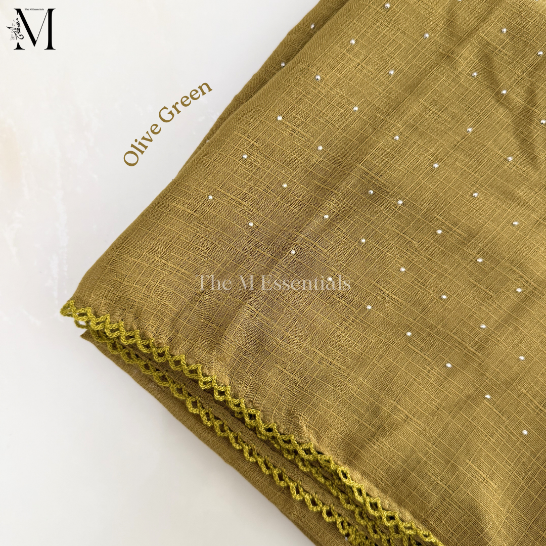 Stonework Cotton Hijab | Olive Green