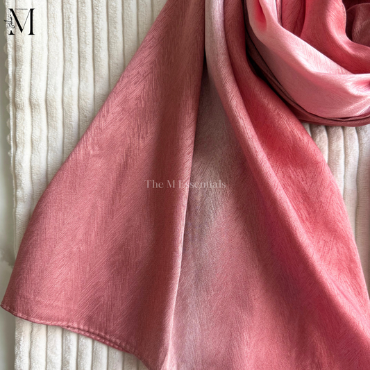Pink Ombre Crinkle Silk Hijab | The M Essentials