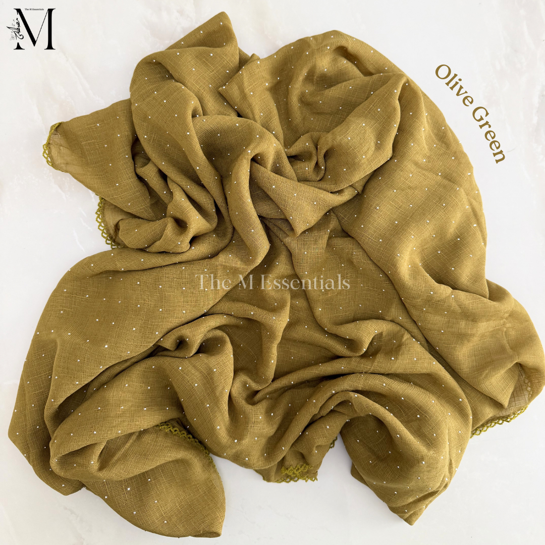 Stonework Cotton Hijab | Olive Green