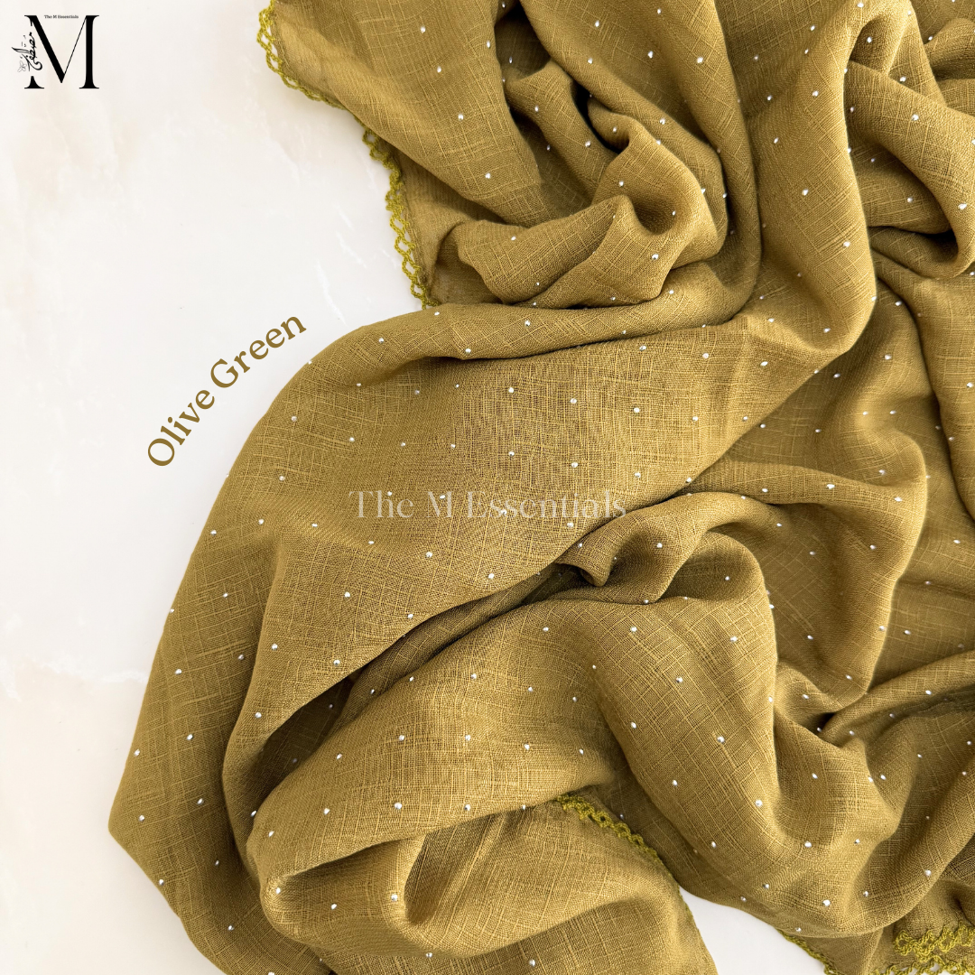 Stonework Cotton Hijab | Olive Green