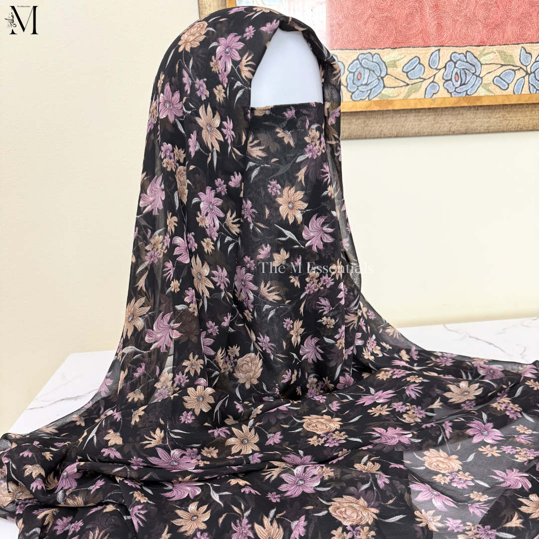 Premium Black Chiffon Niqab Hijab Set for Women – Modest Islamic Wear UAE