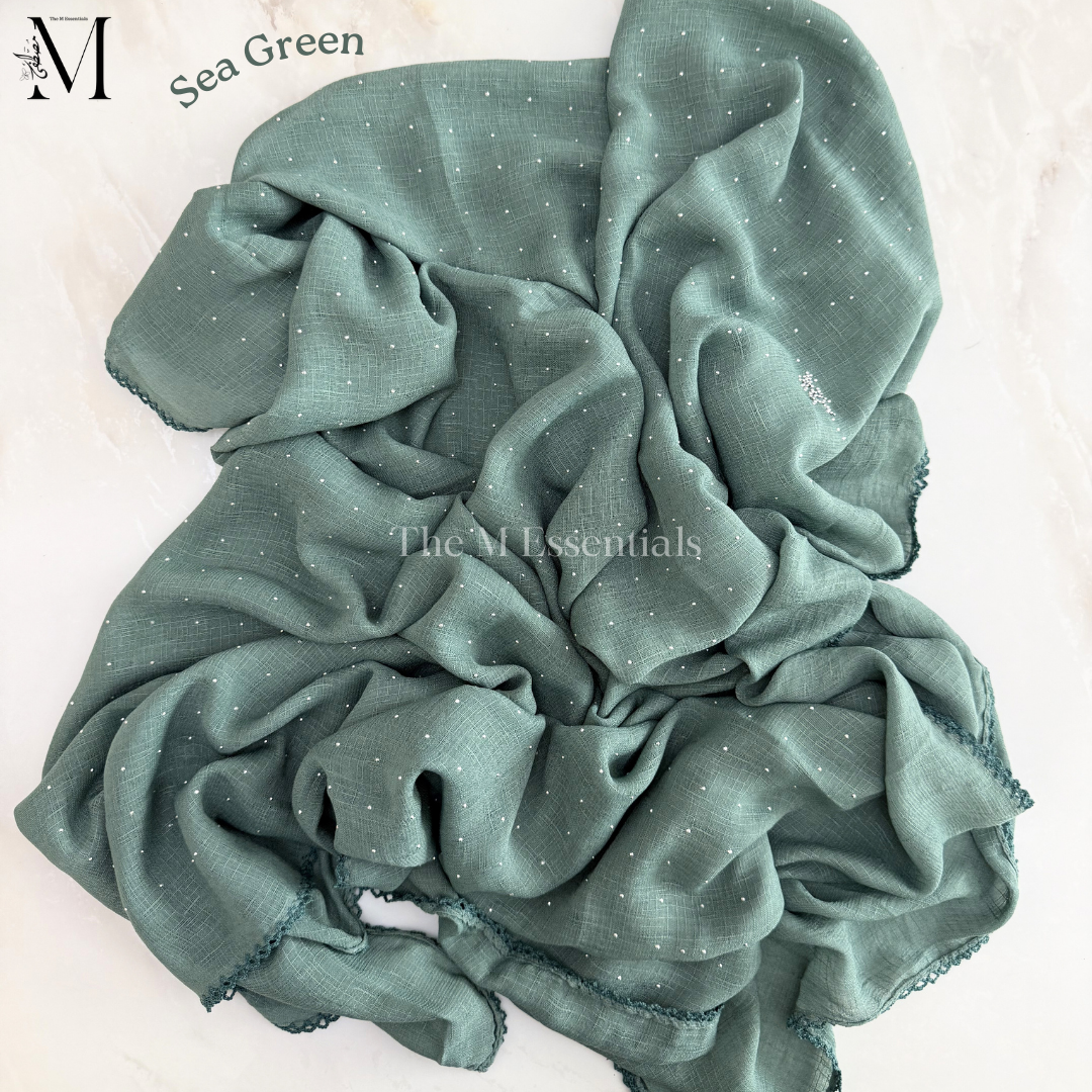 Stonework Cotton Hijab | Sea Green