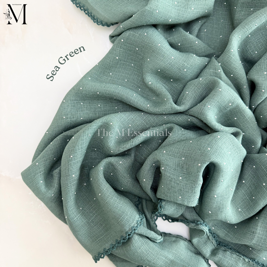 Stonework Cotton Hijab | Sea Green