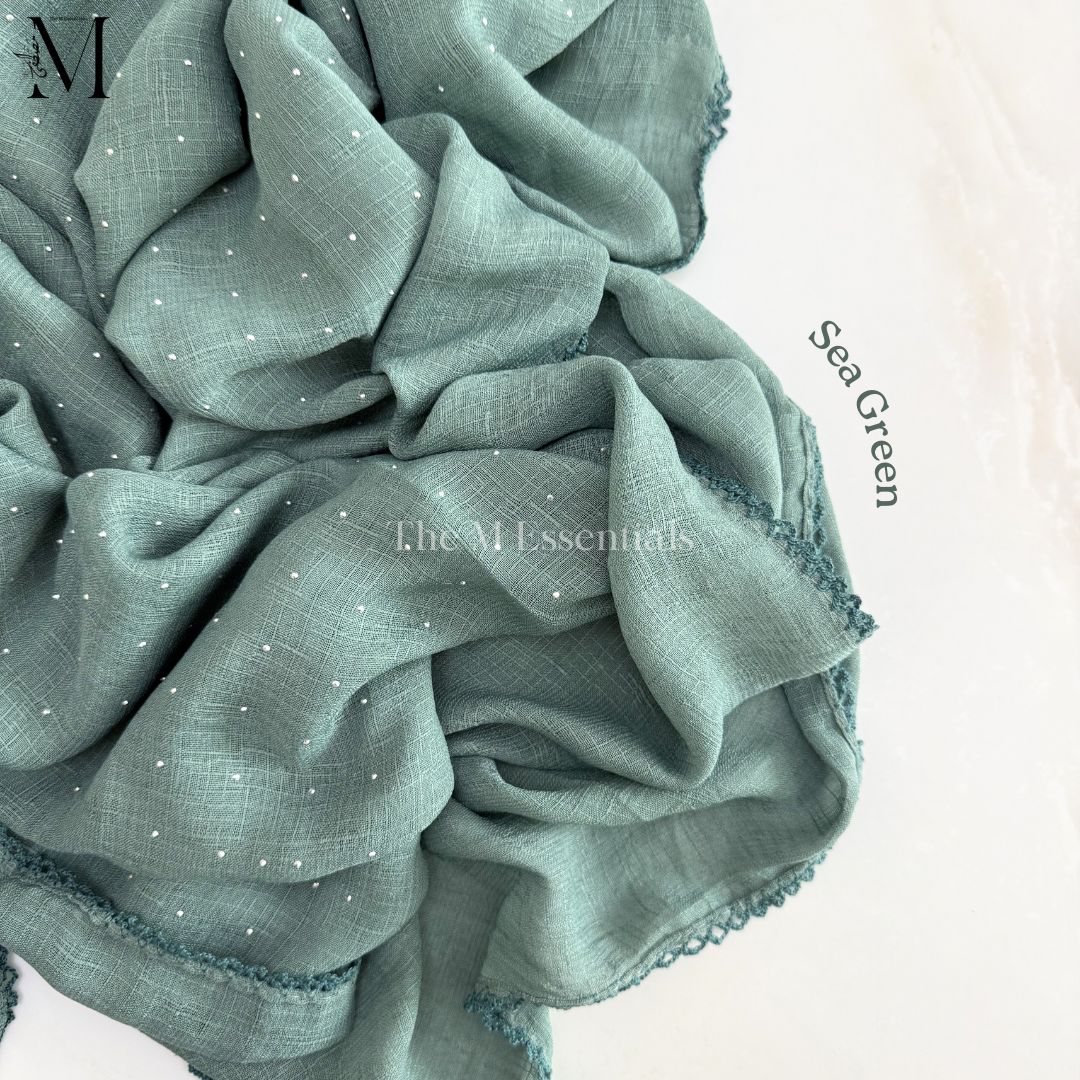 Stonework Cotton Hijab | Sea Green