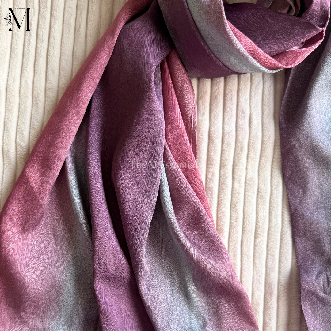 Gray Ombre Crinkle Silk Hijab | The M Essentials