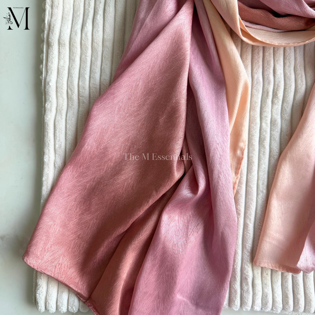 Peach Ombre Crinkle Silk Hijab | The M Essentials