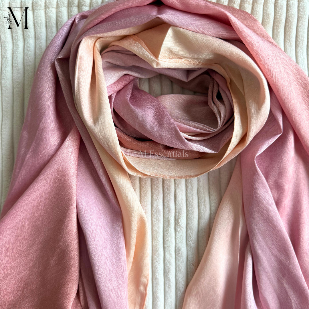 Peach Ombre Crinkle Silk Hijab | The M Essentials