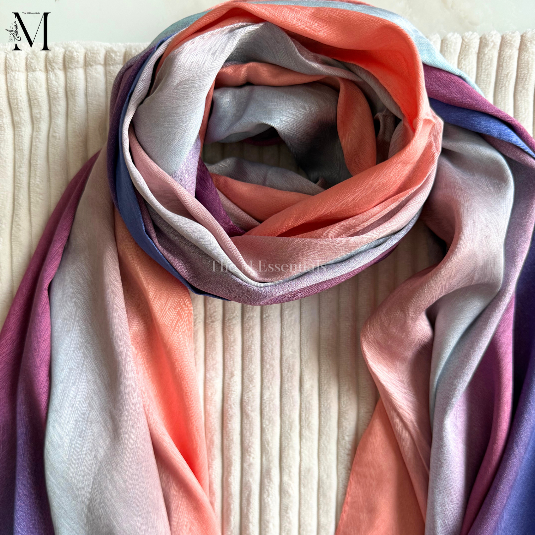 Purple Ombre Crinkle Silk Hijab | The M Essentials