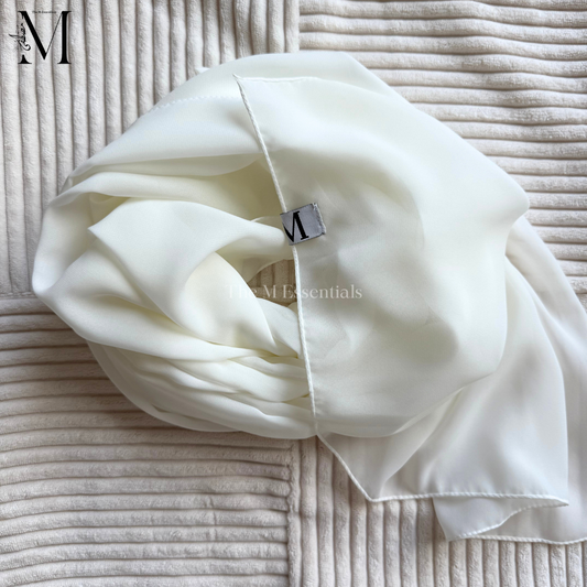 White Premium Powder Chiffon Hijab