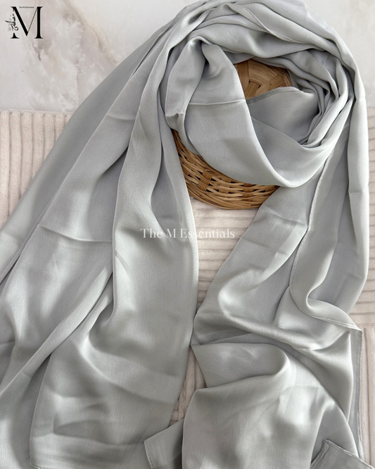 Satin Silk Hijab - Silver