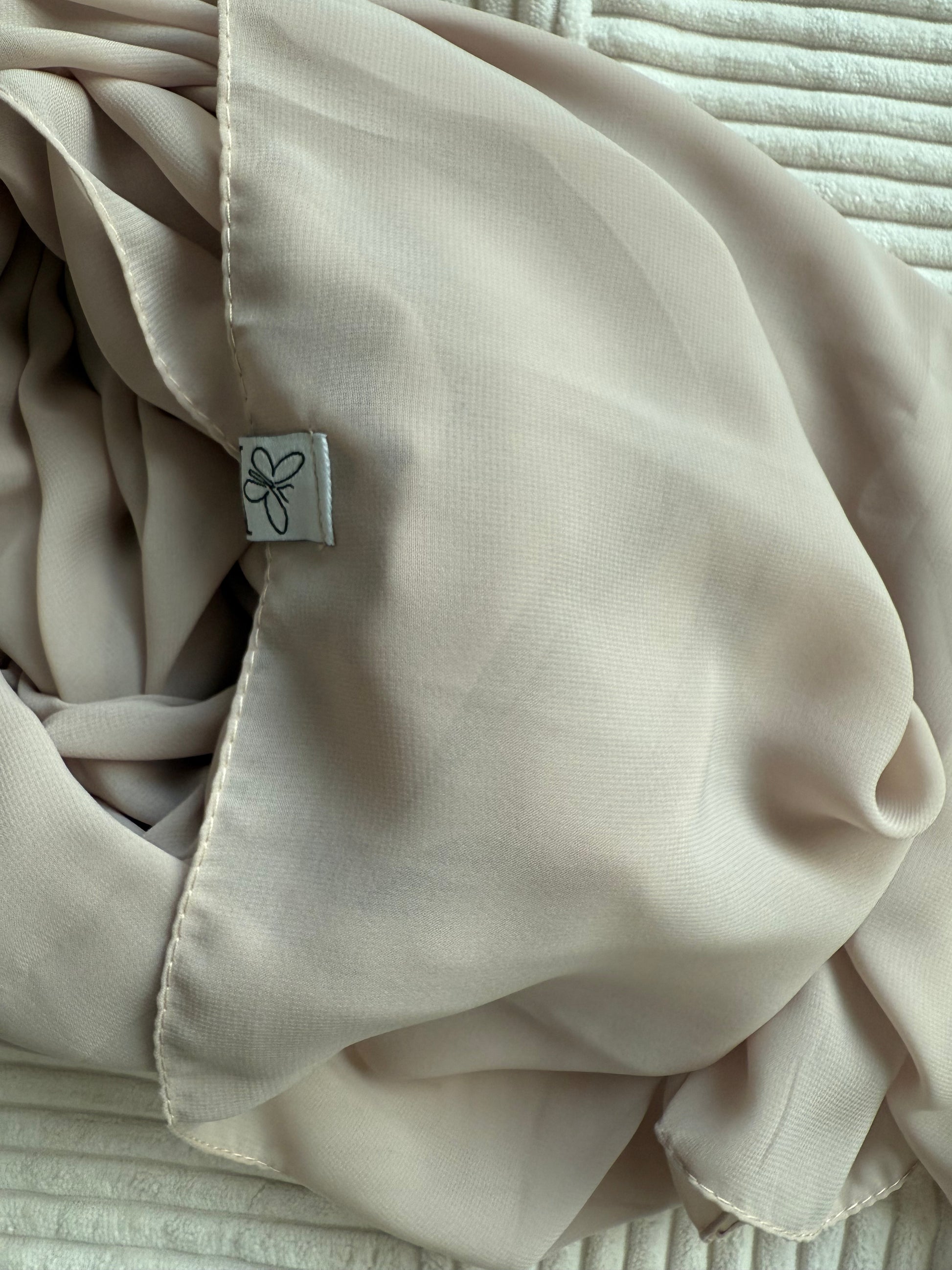 Beige Premium Powder Chiffon Hijab – Neutral & Chic | Made in Indonesia