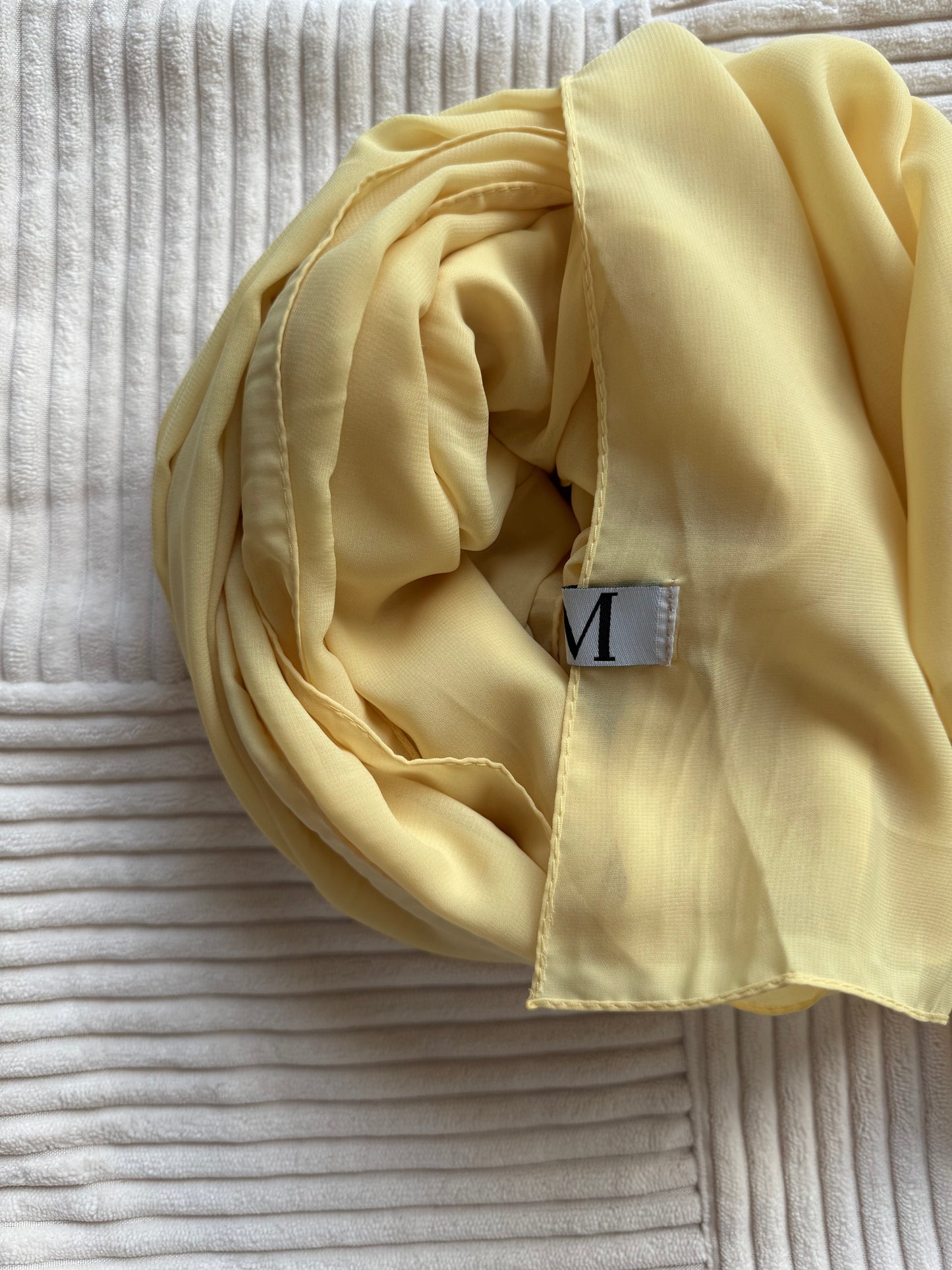 Butter Yellow Powder Chiffon Hijab – Soft & Subtle Glow | Made in Indonesia