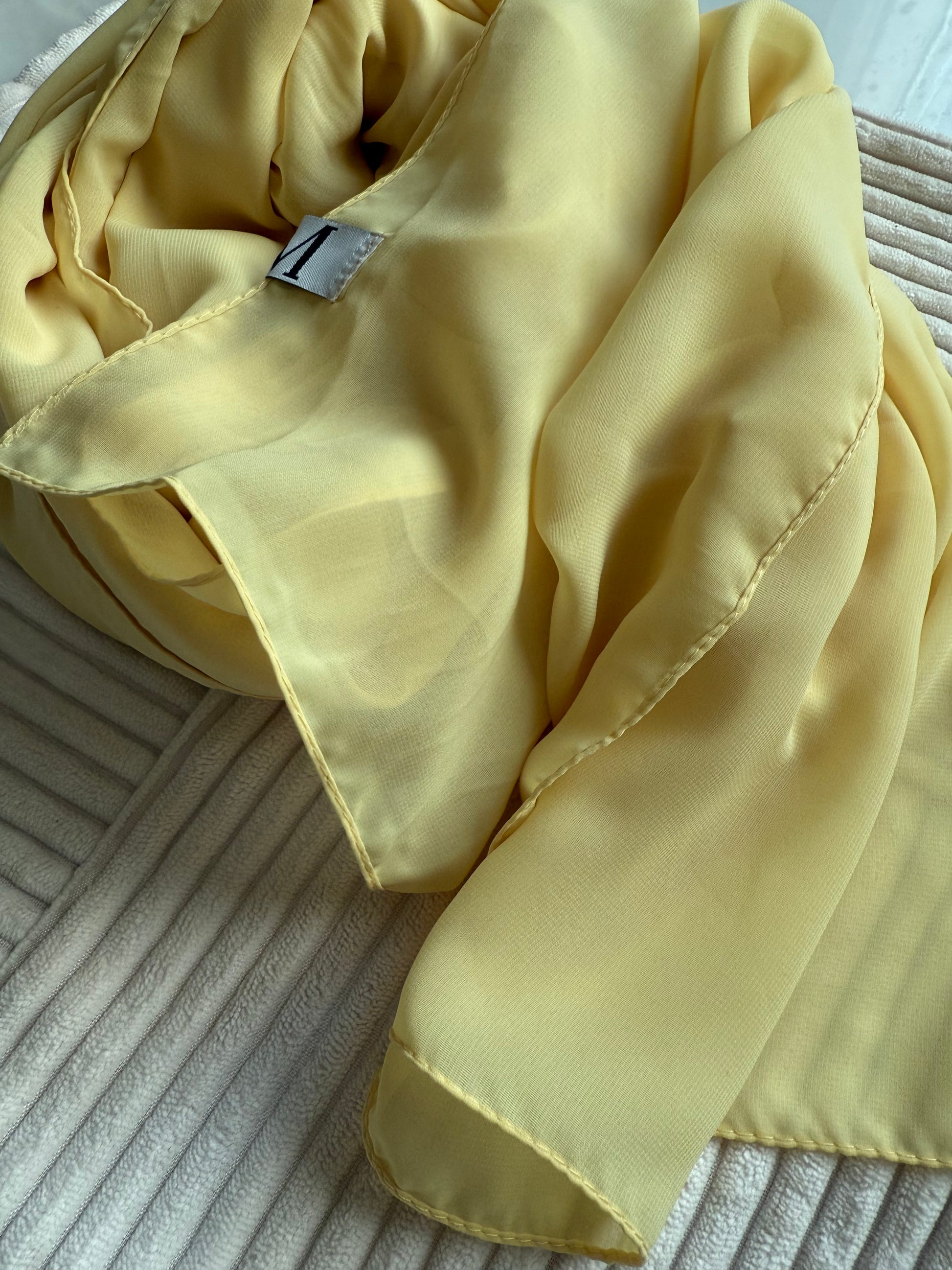 Butter Yellow Powder Chiffon Hijab – Soft & Subtle Glow | Made in Indonesia