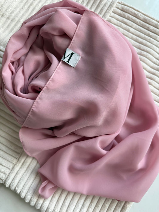 Baby Pink Premium Powder Chiffon Hijab – Soft & Sweet | Made in Indonesia