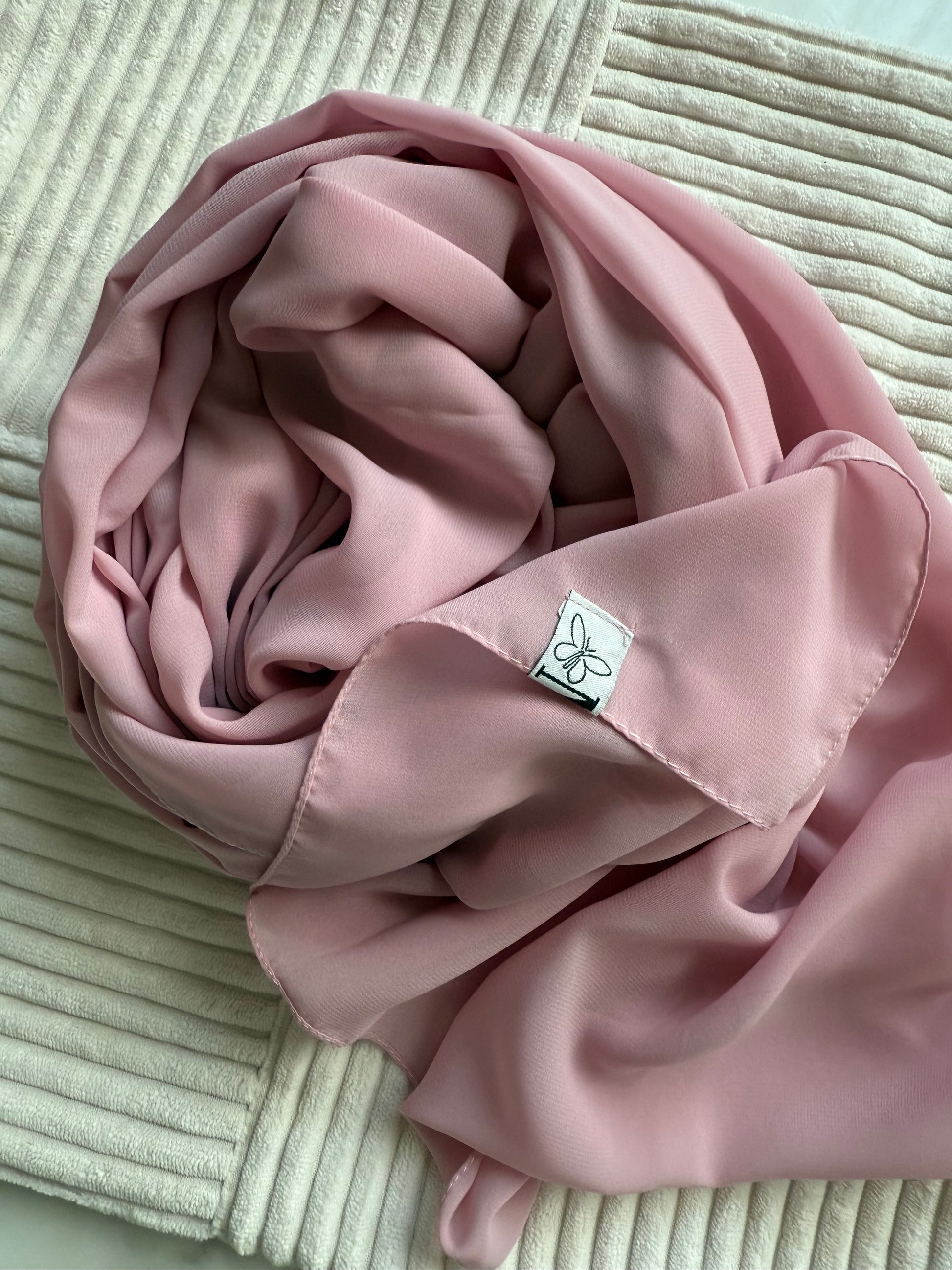 Baby Pink Premium Powder Chiffon Hijab – Soft & Sweet | Made in Indonesia