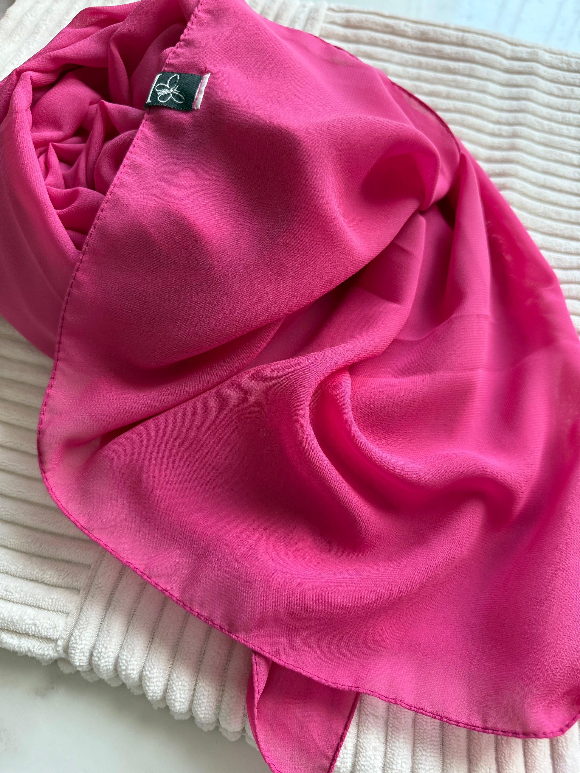 Deep Pink Premium Powder Chiffon Hijab – Bold & Feminine | Made in Indonesia