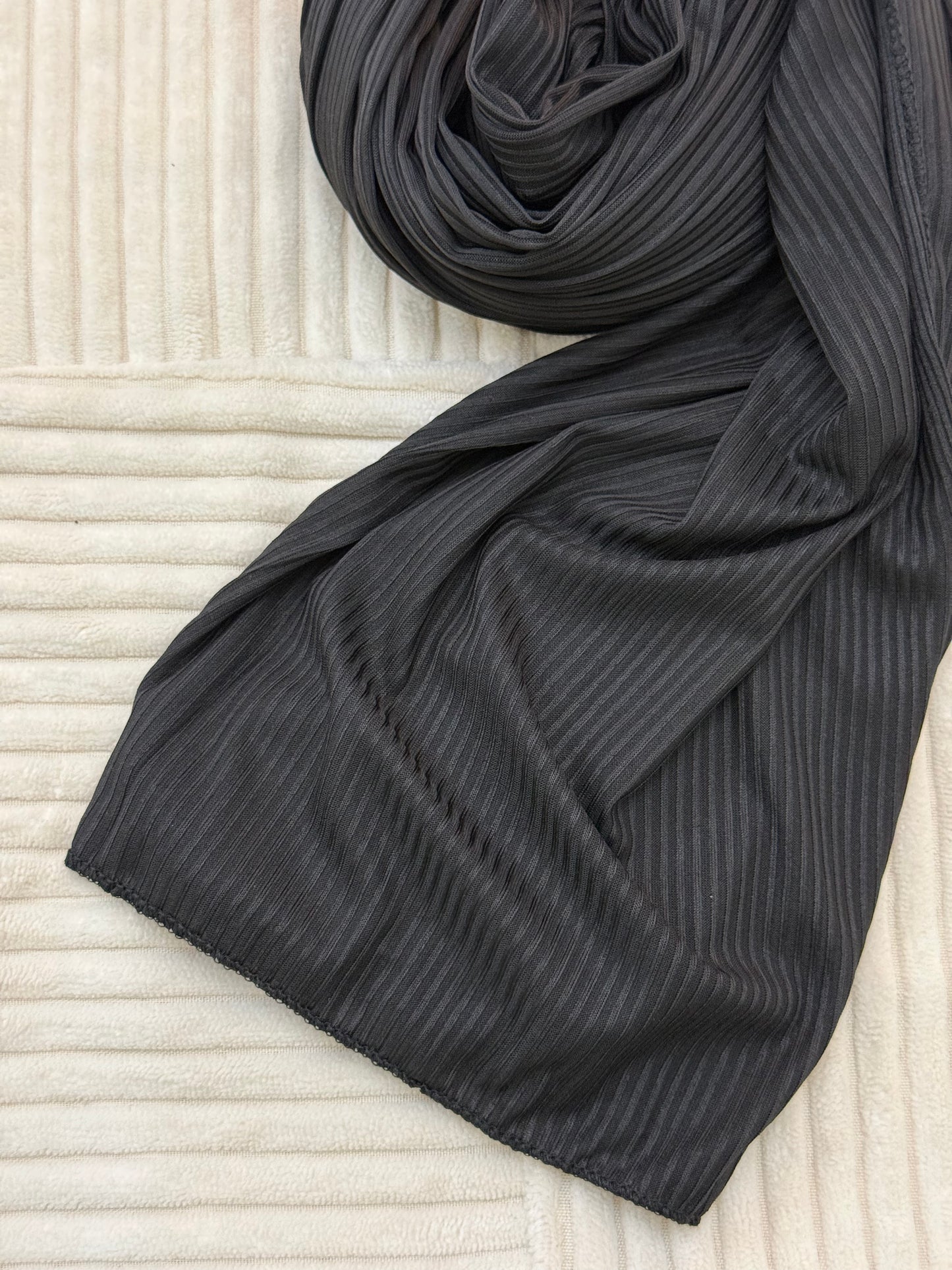 Black Ribbed Jersey Hijab by The M Essentials
