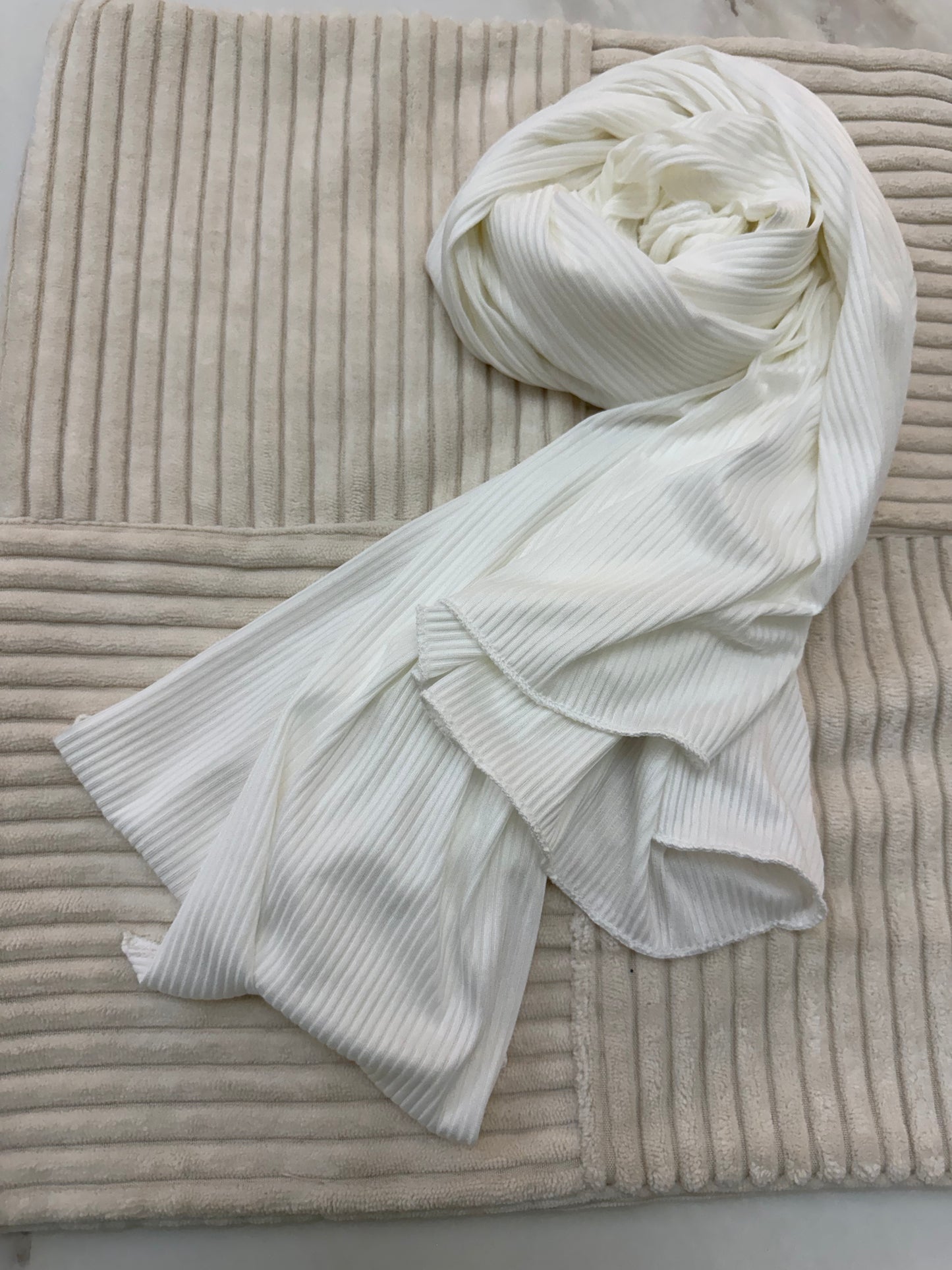 White Ribbed Jersey Hijab by The M Essentials