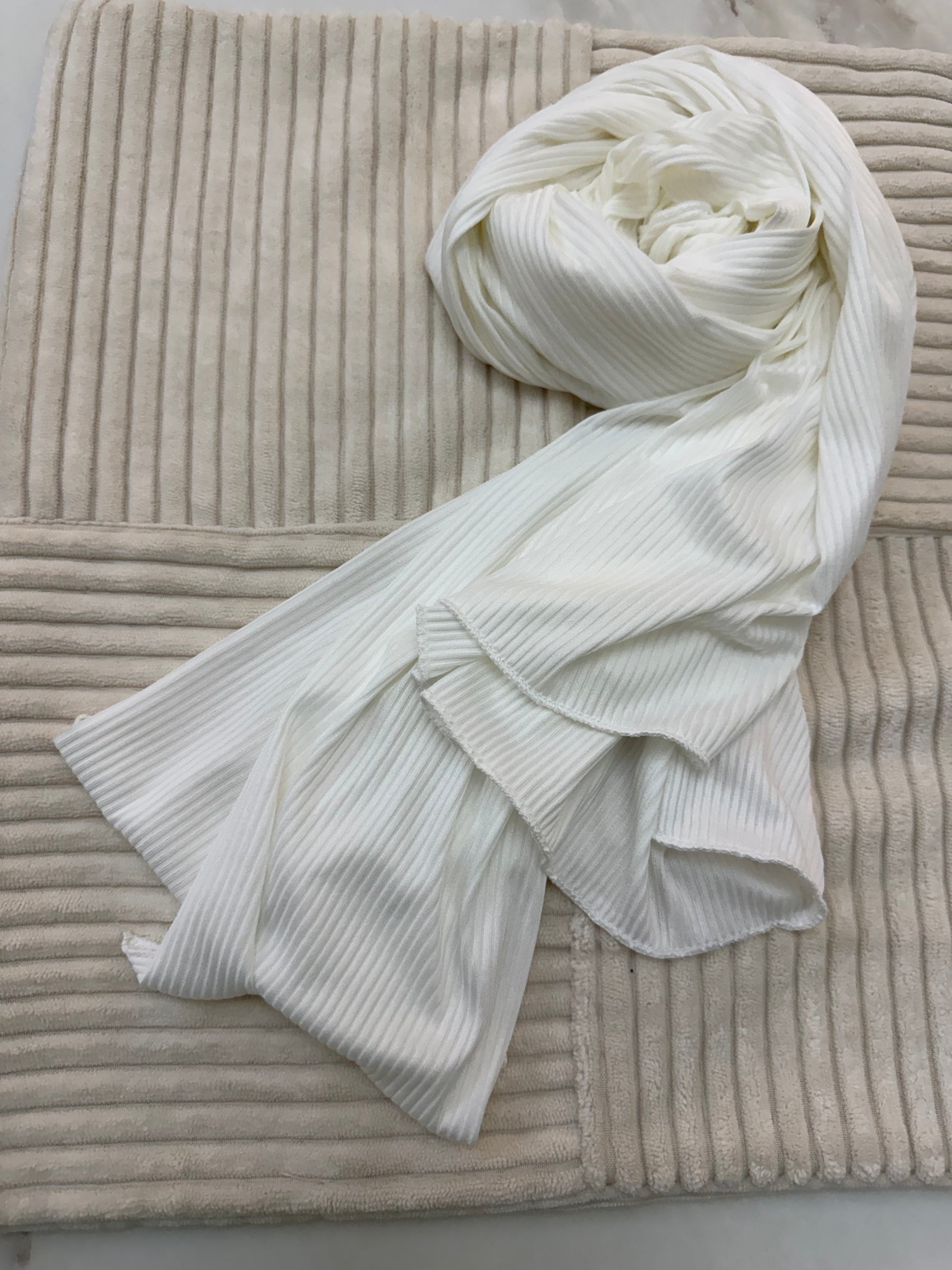 White Ribbed Jersey Hijab by The M Essentials