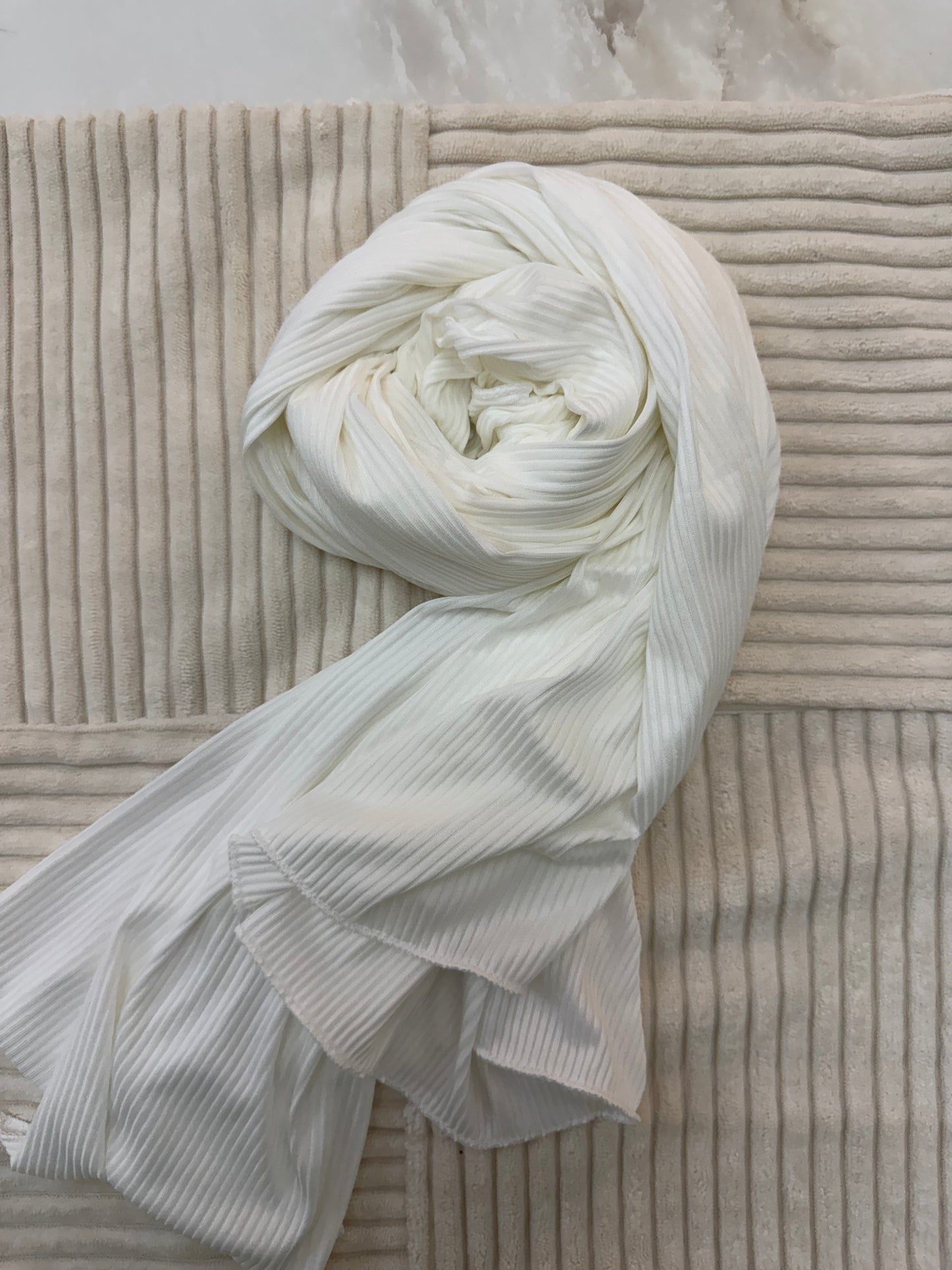 White Ribbed Jersey Hijab by The M Essentials