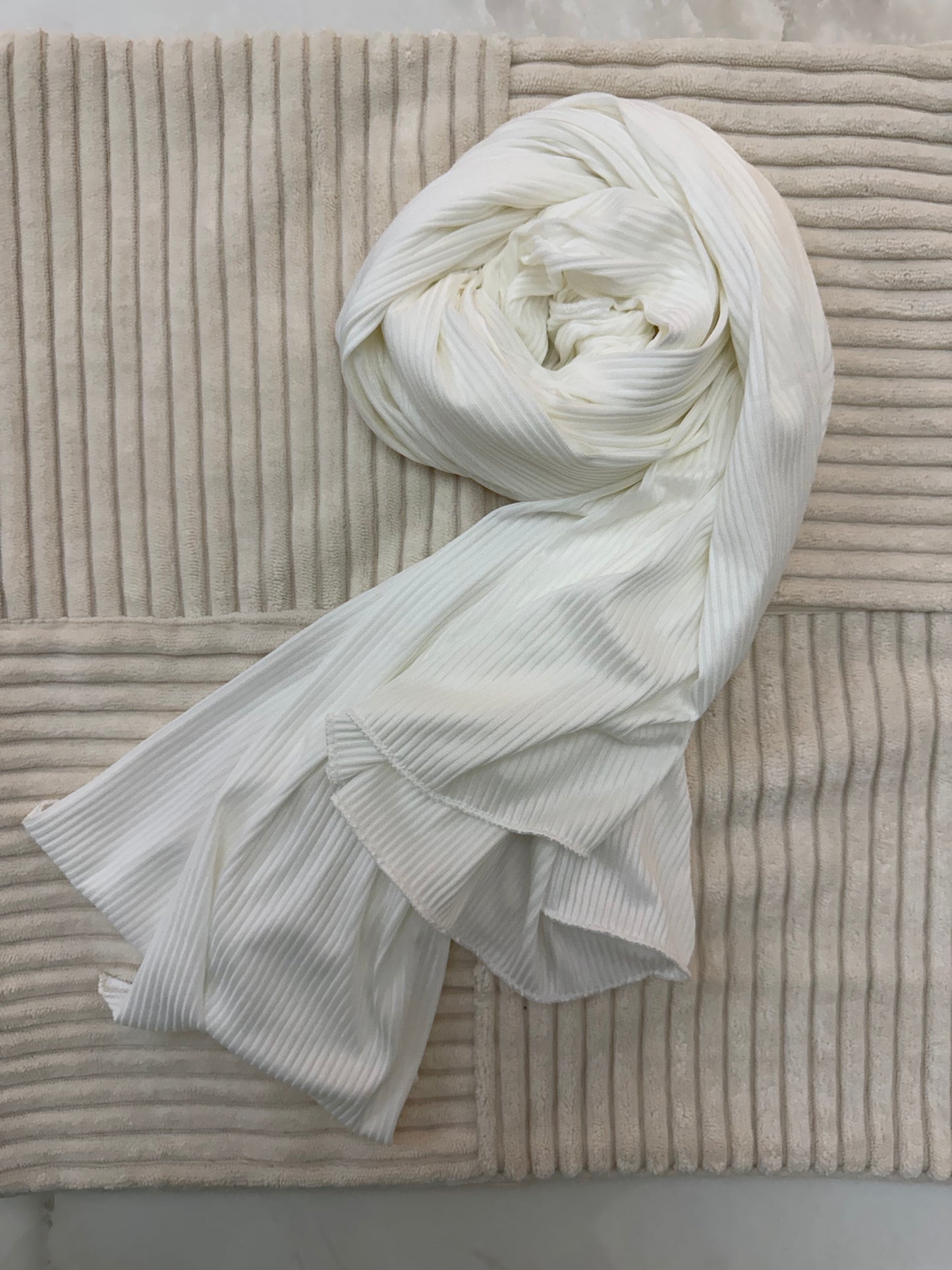 White Ribbed Jersey Hijab by The M Essentials