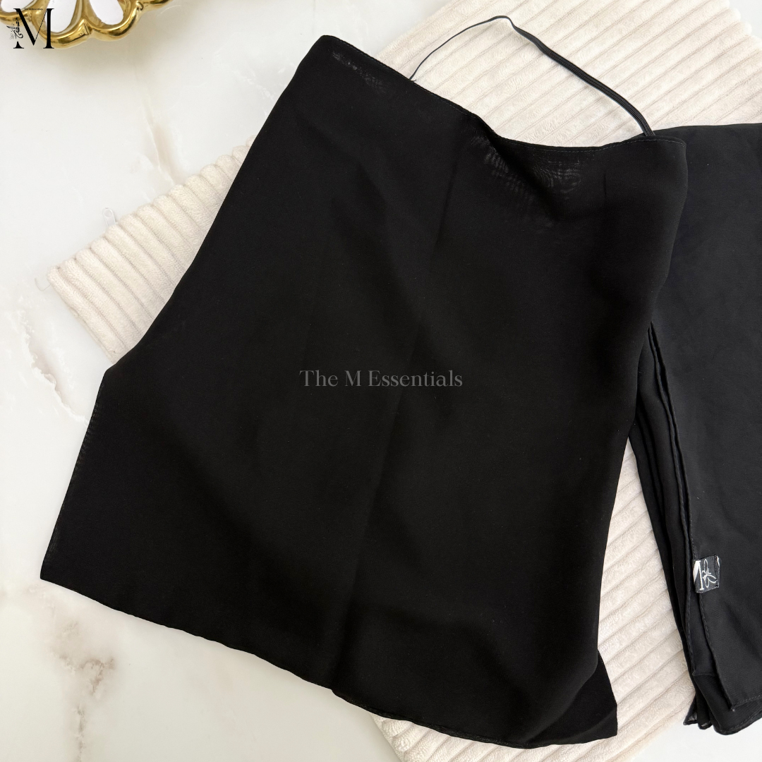 Black Hijab and Niqab Set in Soft Chiffon Fabric