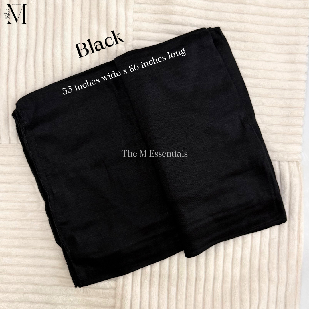 Black Big Cotton Jersey Hijab