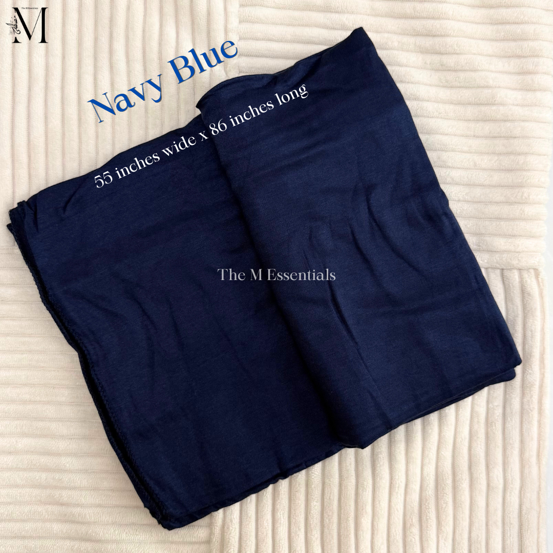 Dark Blue Big Cotton Jersey Hijab